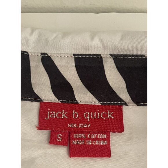 Jack B Quick Button-Down Shirt Red Sequin Santa Striped Collar Accent Women SM - Picture 13 of 14